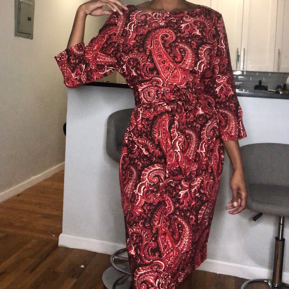 Red paisley kimono style wrap dress!